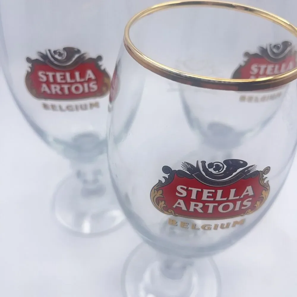 Stella Artois Gold Rimmed Beer Taster Glasses 15 CL M - Set Of 3